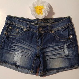 Almost Famous Distressed Short Bling Jeans